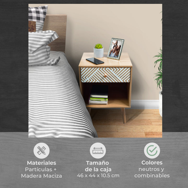 Mesa de Noche Moon con Cajón y Estante