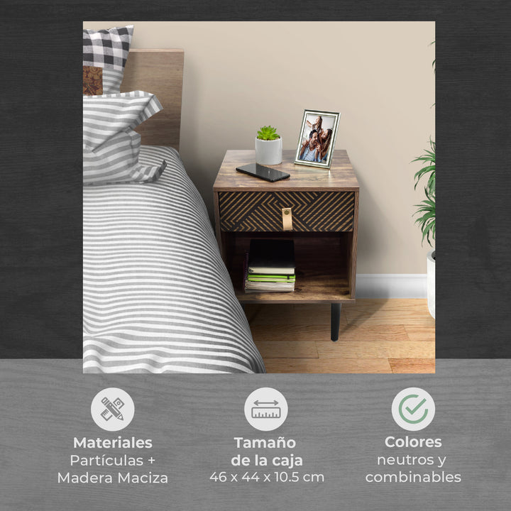Mesa de Noche Moon-N con Cajón y Estante