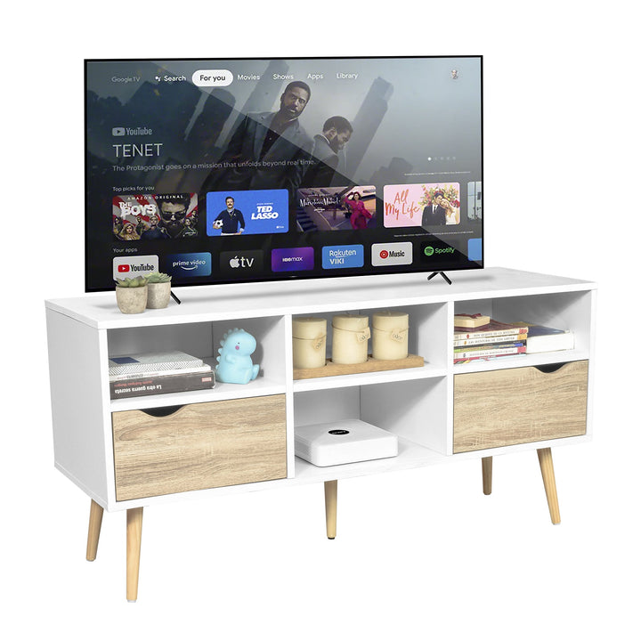 Mueble de TV Rack Bolonia Blanco y Café