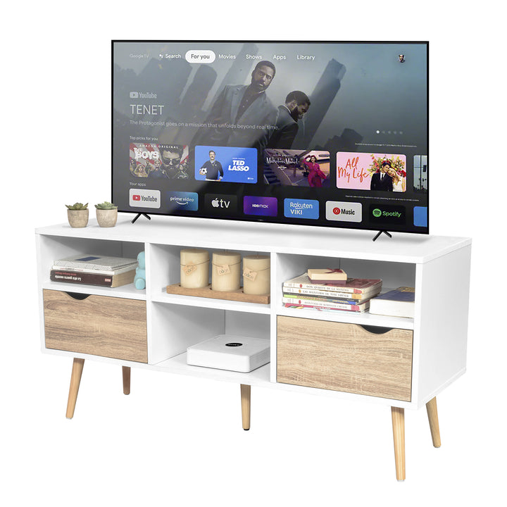 Mueble de TV Rack Bolonia Blanco y Café