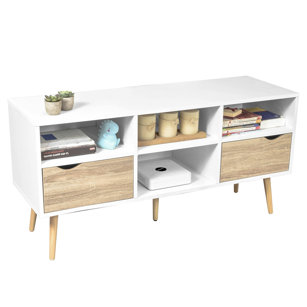 Mueble de TV Rack Bolonia Blanco y Café