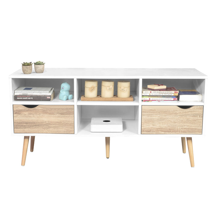 Mueble de TV Rack Bolonia Blanco y Café