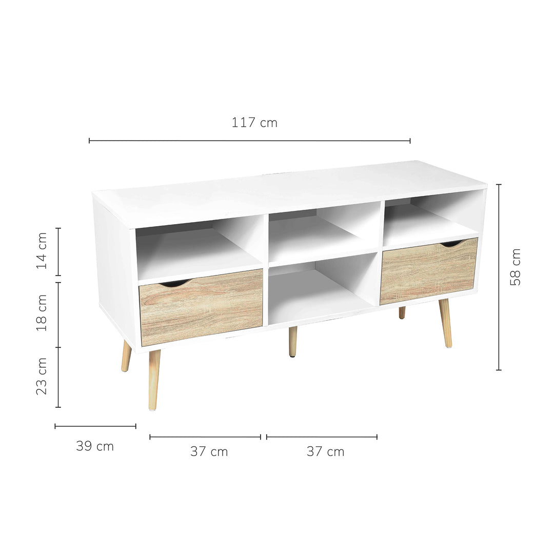 Mueble de TV Rack Bolonia Blanco y Café