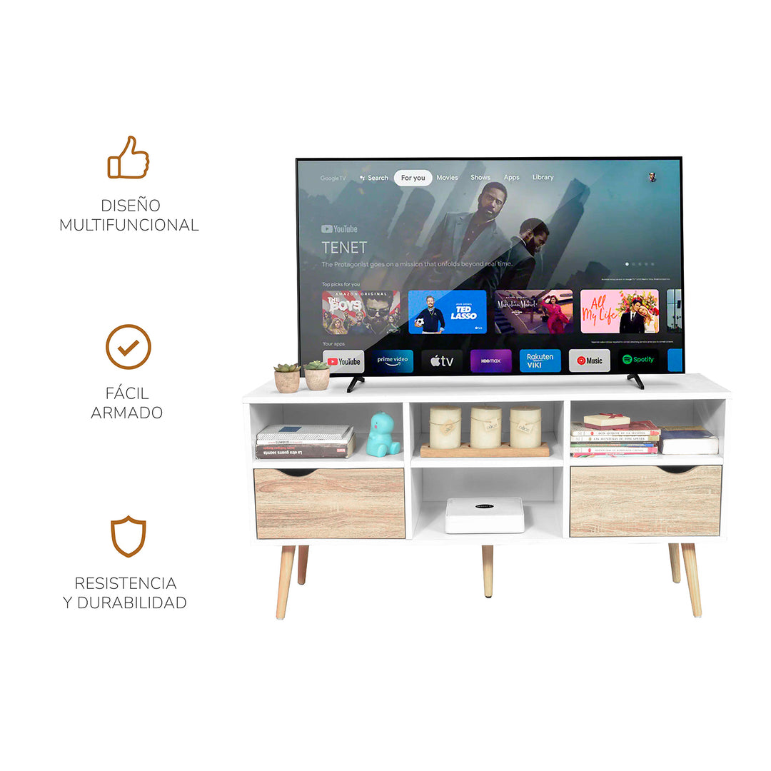 Mueble de TV Rack Bolonia Blanco y Café