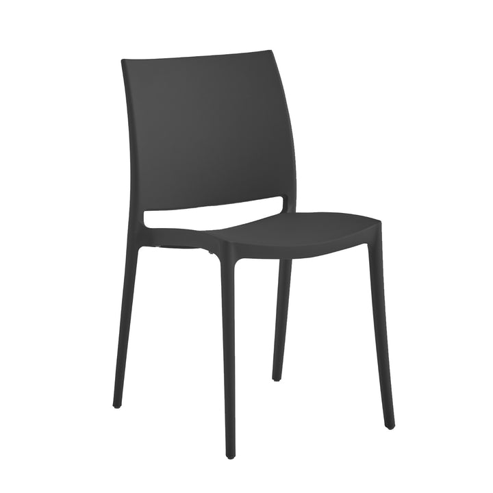 Silla de Comedor de Plástico Apta Exterior Negra