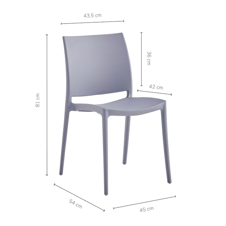 Silla de Comedor de Plástico Apta Exterior Gris