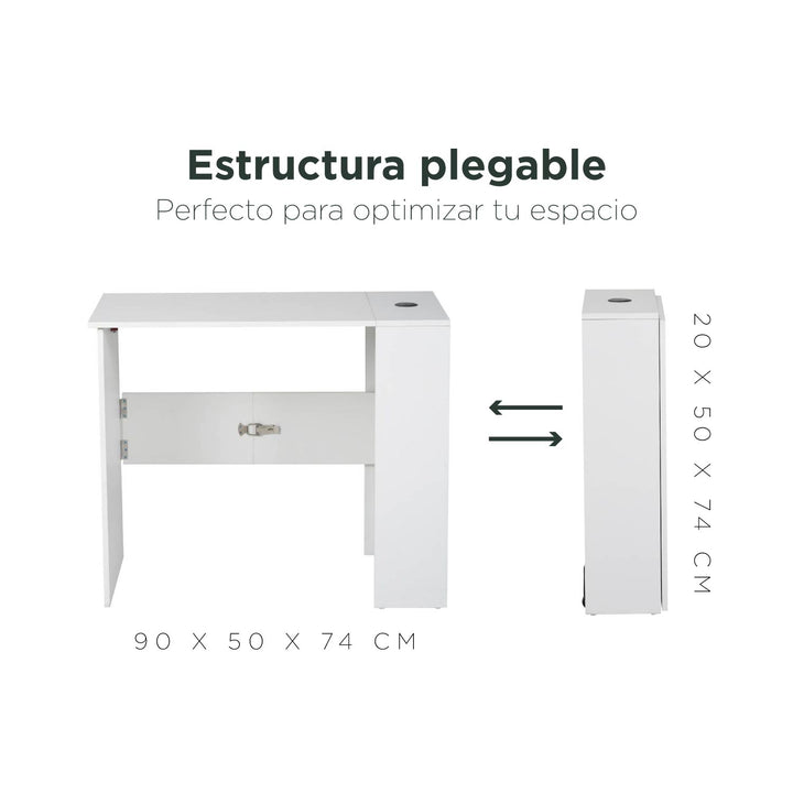 Escritorio Plegable de Melamina Blanco