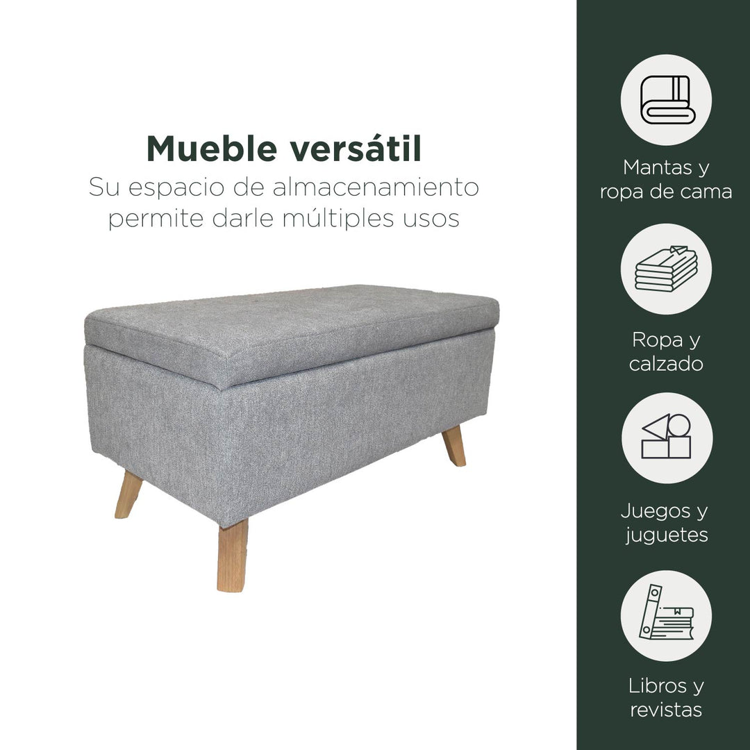 Banco Baul Tapizado Gris