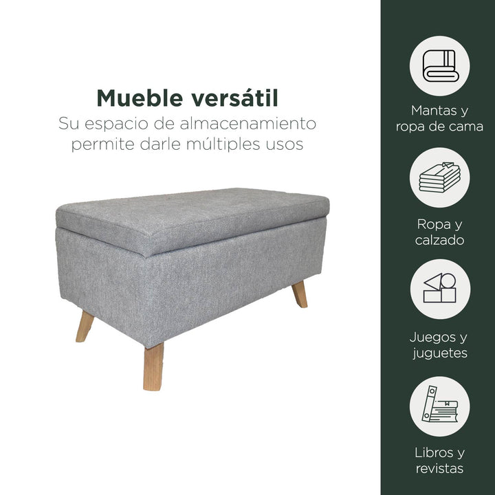 Banco Baul Tapizado Gris
