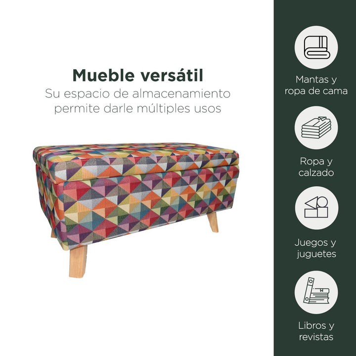 Banco Baul Tapizado Multicolor