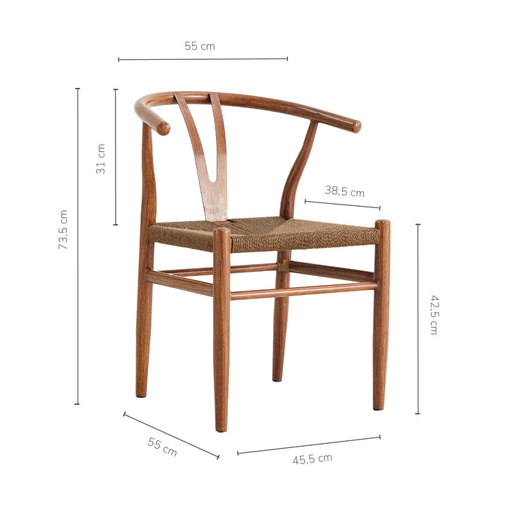 Set 2 Sillas de Comedor Makati Estilo Wishbone