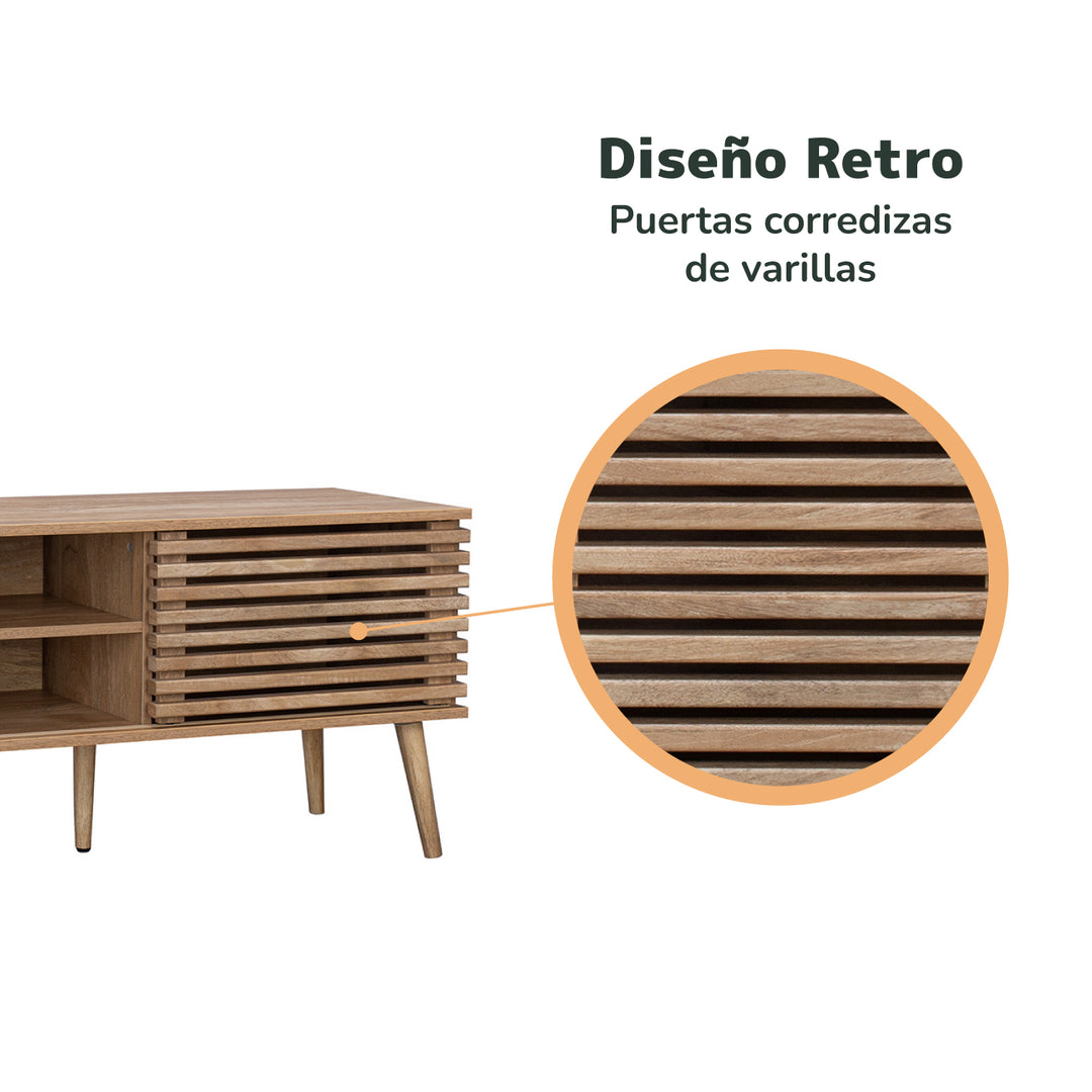 Mueble de TV Retro con Puertas Corredizas Café