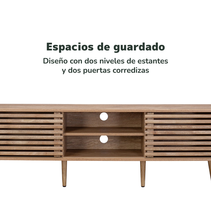 Mueble de TV Retro con Puertas Corredizas Café