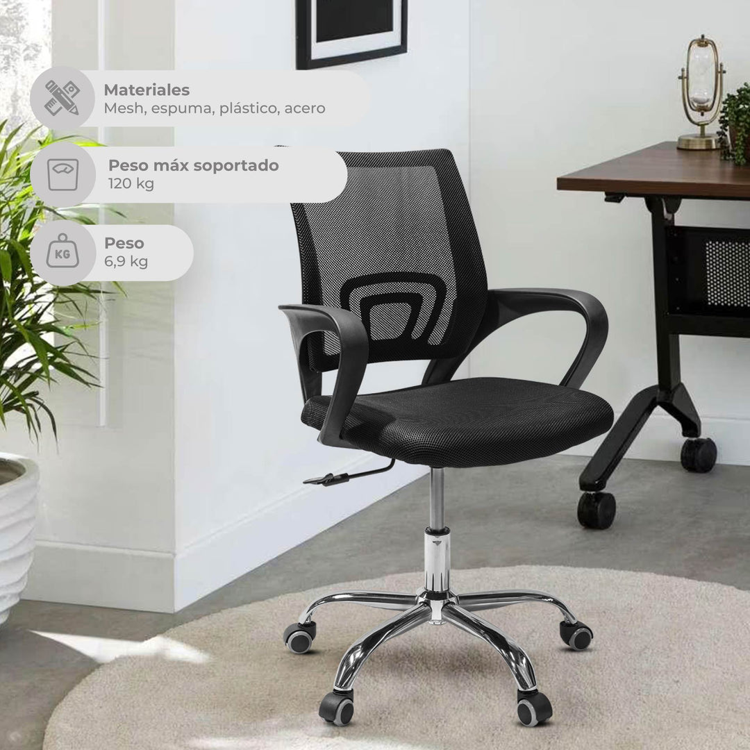 Silla de Oficina Ejecutiva Mesh con Base Cromada
