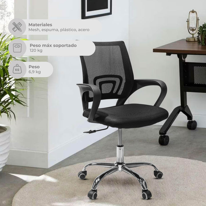 Silla de Oficina Ejecutiva Mesh con Base Cromada