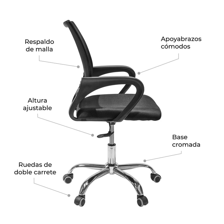 Silla de Oficina Ejecutiva Mesh con Base Cromada