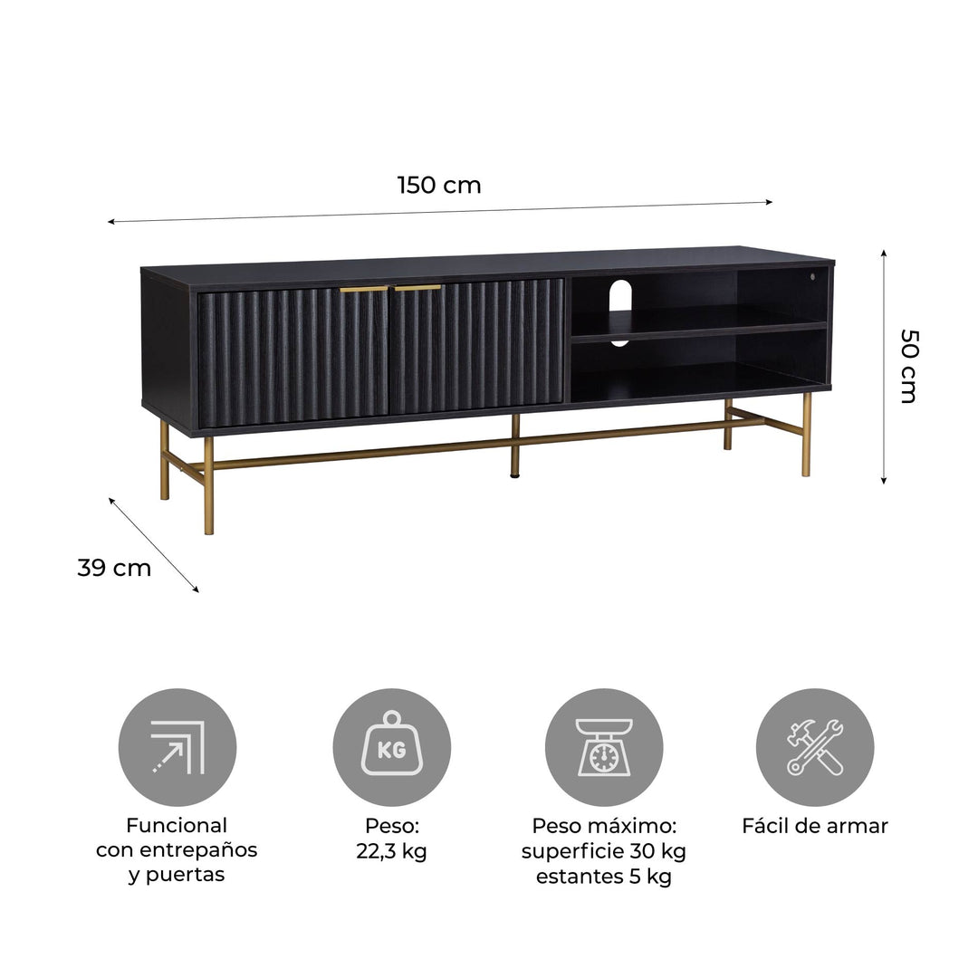 Mueble de TV Moderno Queens Negro