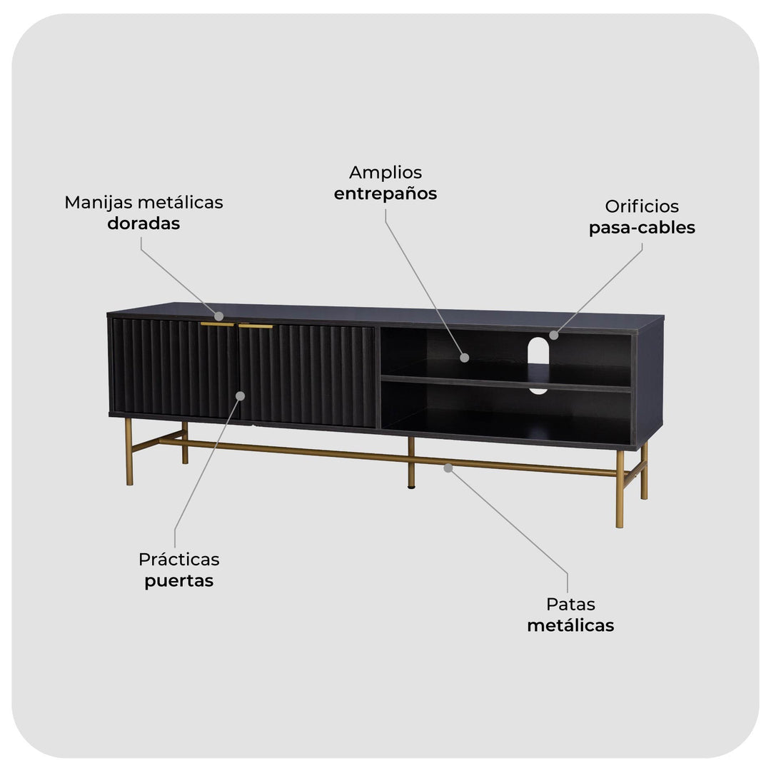 Mueble de TV Moderno Queens Negro