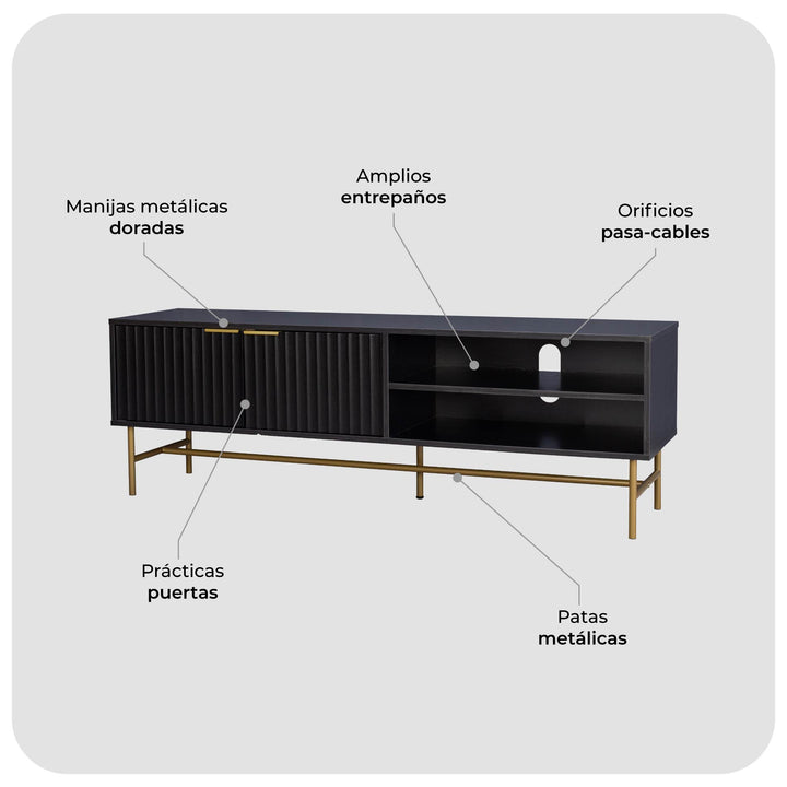 Mueble de TV Moderno Queens Negro
