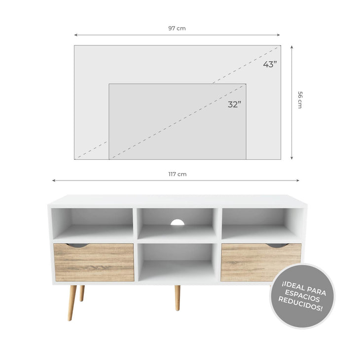 Mueble de TV Rack Bolonia Blanco y Café