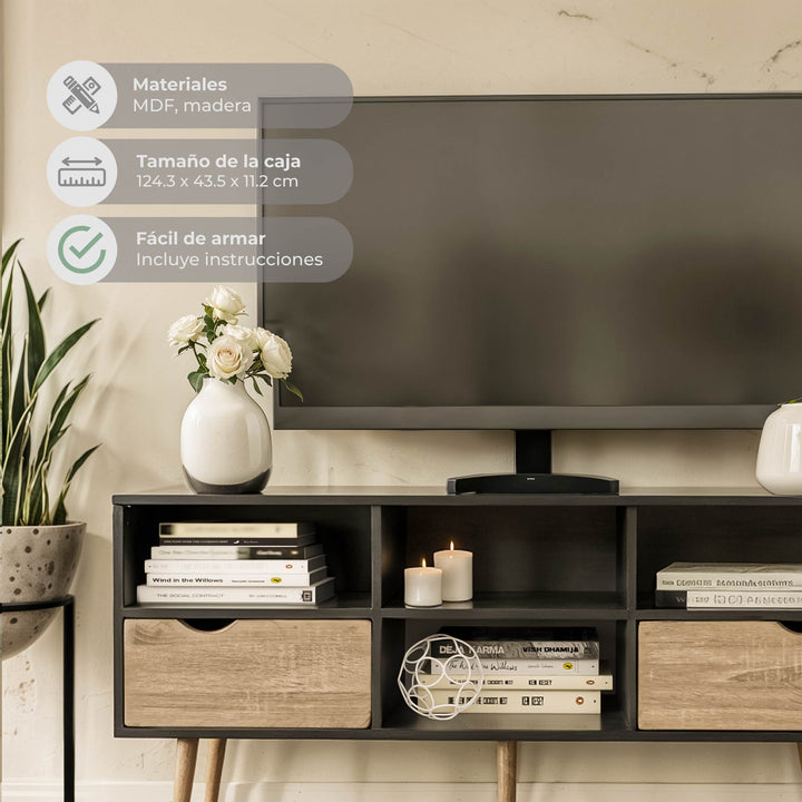 Mueble de TV Rack Nórdico Negro