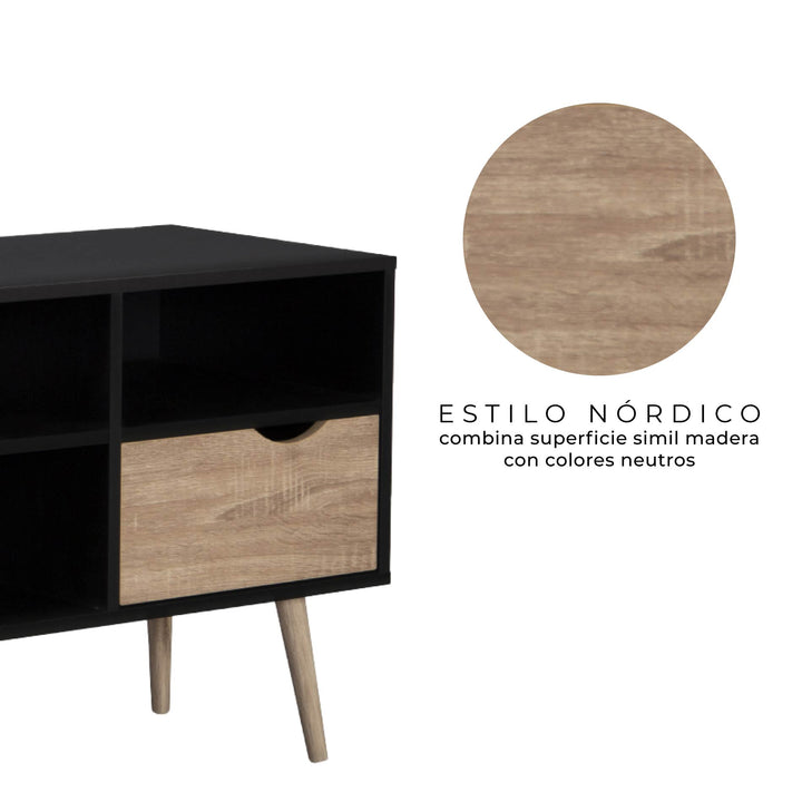 Mueble de TV Rack Nórdico Negro