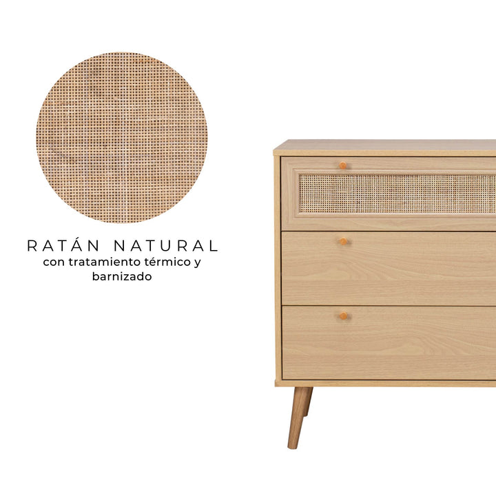 Cómoda Cajonera de 3 Cajones de Ratán
