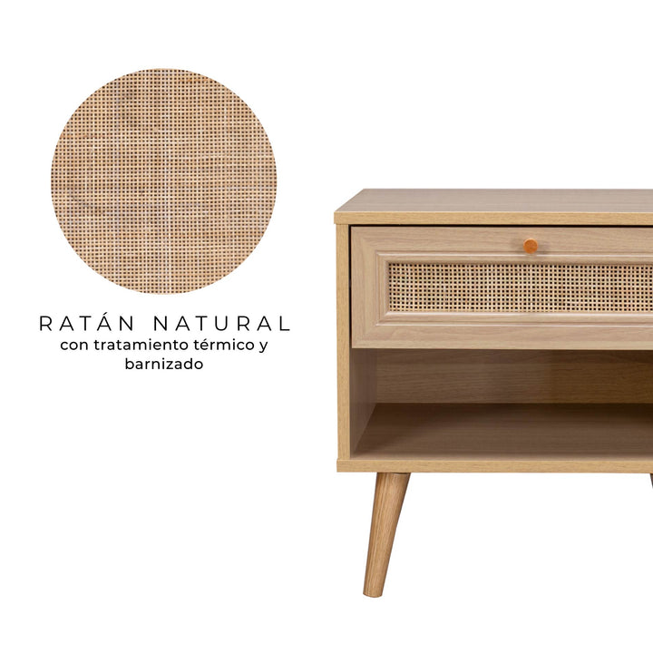 Mesa de Noche Jakarta con Cajón de Ratán
