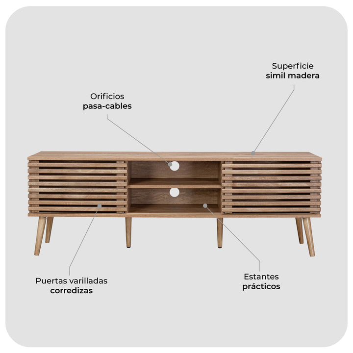 Mueble de TV Retro con Puertas Corredizas Café