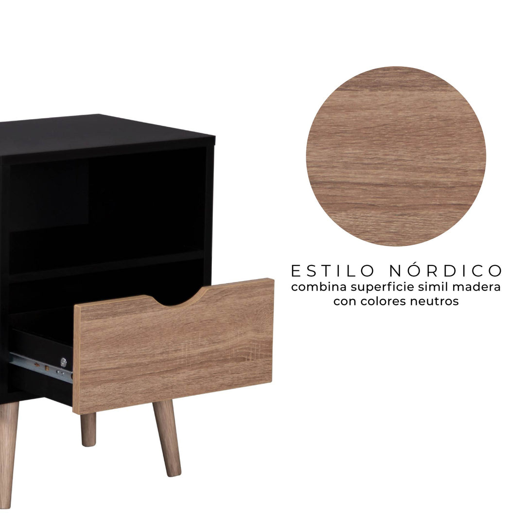 Mesa de Noche Tromso-Black Nórdica