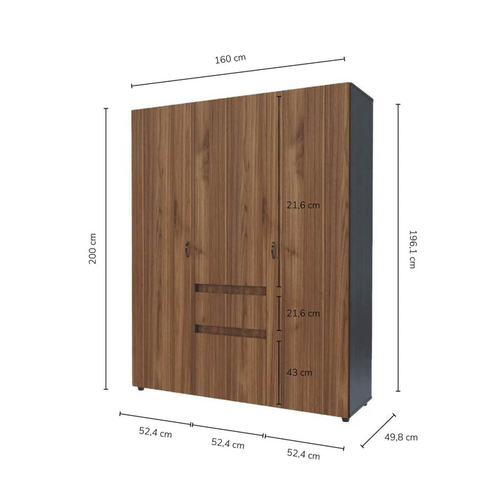 Closet 4 Puertas 160x200x49 cm Nogal