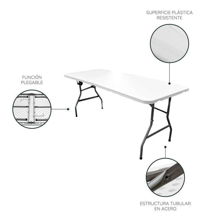 Mesa Plegable Plástica Tipo Portafolio de 180 cm
