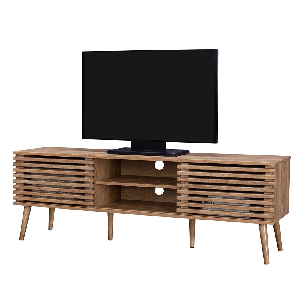 Mueble de TV Retro con Puertas Corredizas Café