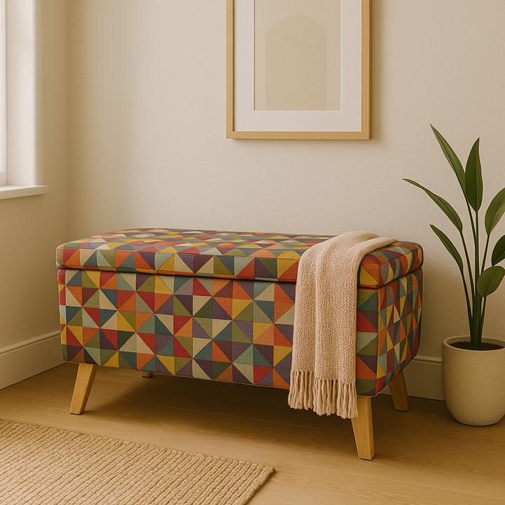Banco Baul Tapizado Multicolor