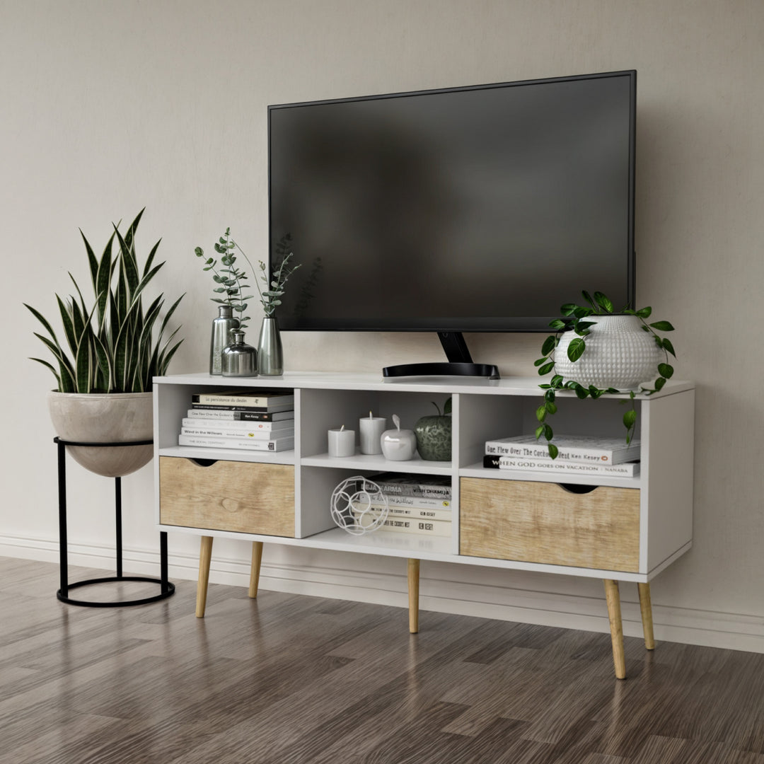 Mueble de TV Rack Bolonia Blanco y Café