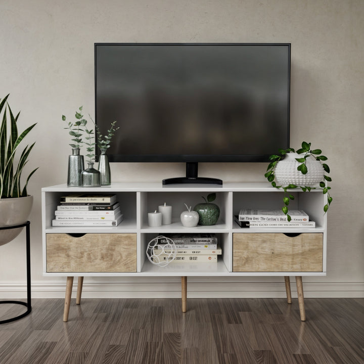 Mueble de TV Rack Bolonia Blanco y Café